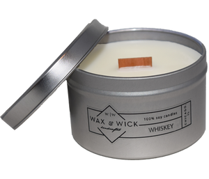 small whiskey scent soy candle